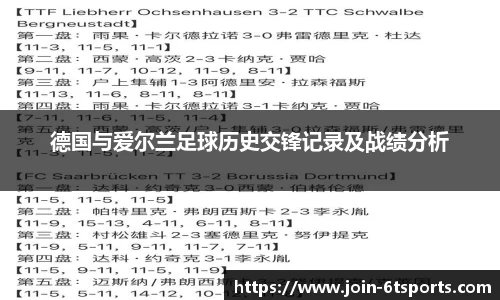 德国与爱尔兰足球历史交锋记录及战绩分析